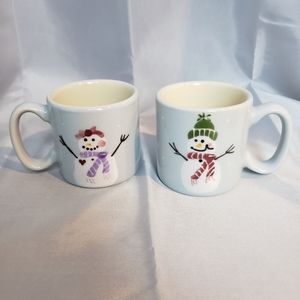 Set of 2 Hartstone Pottery Snowman Mugs